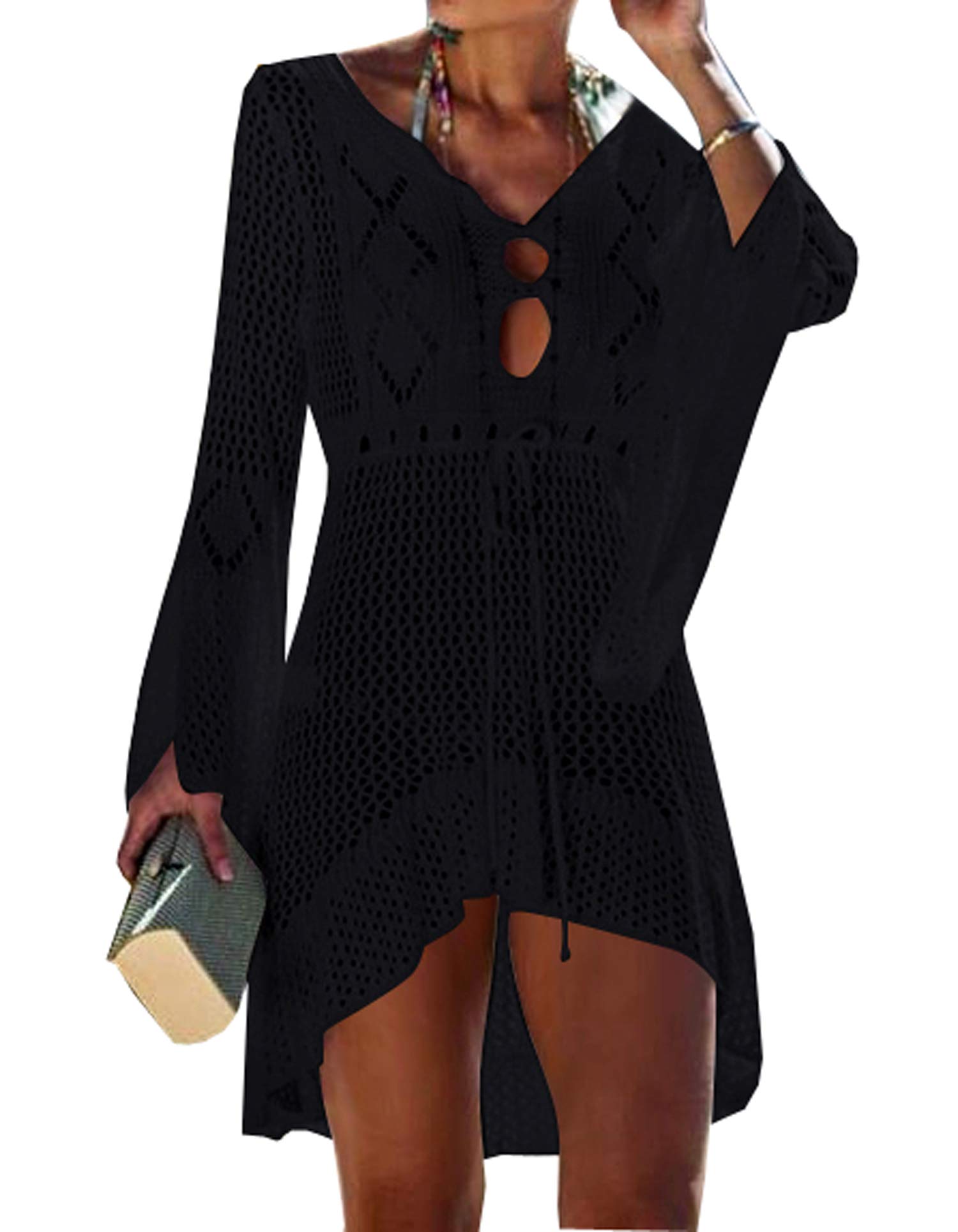 Wander Agio Beach Tops Sexy Perspective Cover Dresses Bikini Coverups