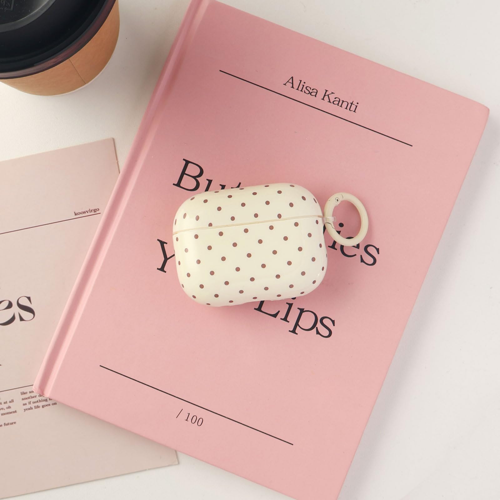 Coque pour AirPods 4 avec Kit de Nettoyage, Cute Fashion Polka Dot Motif Esthétique Design, Antichoc Porte - Clés Couvercle Soft Etui - Jaune