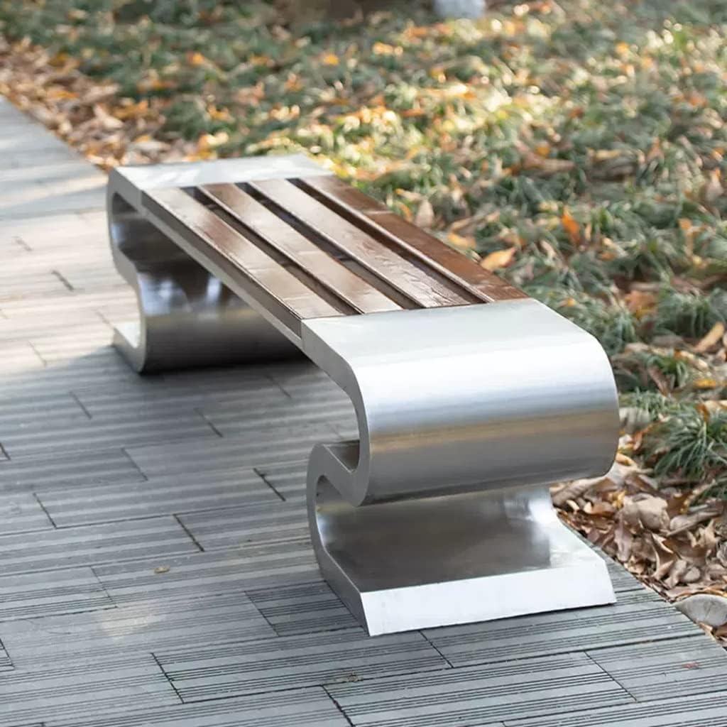 Park Benches Outdoor Leisure Chair Park Chair Garden Square Outdoor Stainless Steel Public Seat Scenic Shopping Mall School Rest Stool Outdoor Benches(M:180cm)