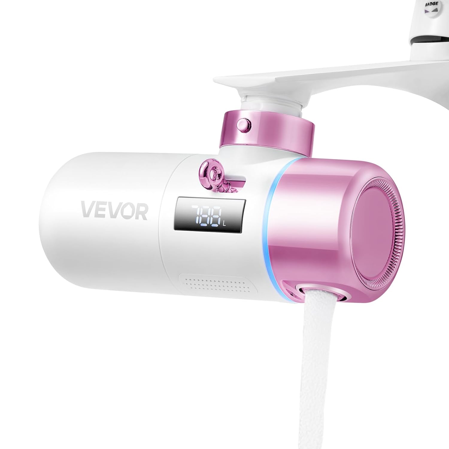 VEVOR Skincare Water Filter, Faucet Mount Water Filters with Micro-Nano Bubble for Skin, Sink Tap Purifier, Removes Chlorine with 1 Filter, for Kitchen and Bathroom Faucets, Pink + Gold