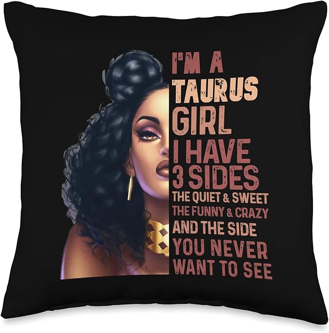 I Have 3 Side Taurus Girl Cool Zodiac Astrology Star Sign Throw Pillow