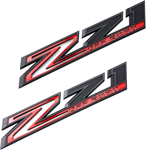 PCFGSL Juego de pares de calcomanías para guardabarros 2019-2021 Z71 Off Road emblema de repuesto para Silverado 1500 2500 3500 (negro rojo)