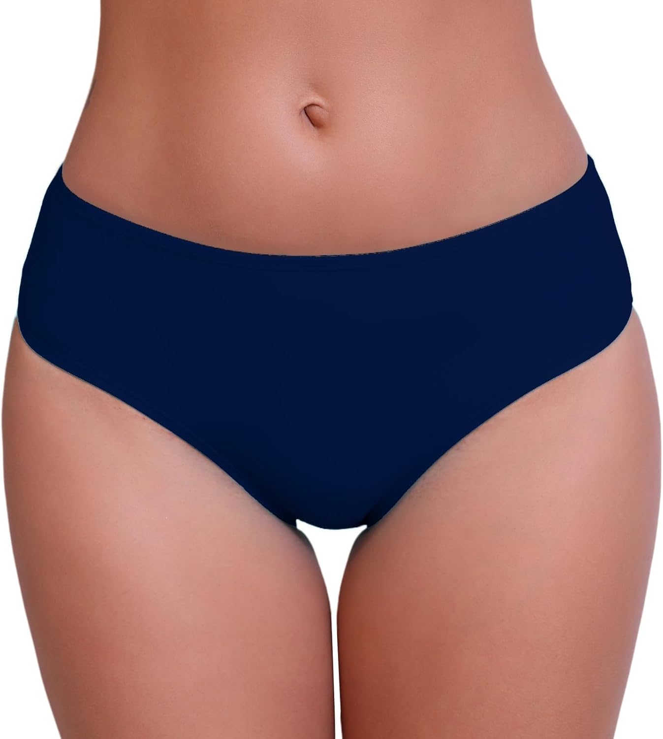 Halcurt Women's Mid Waisted Bikini Swimsuit Bottoms Full Coverage Swim Bottoms