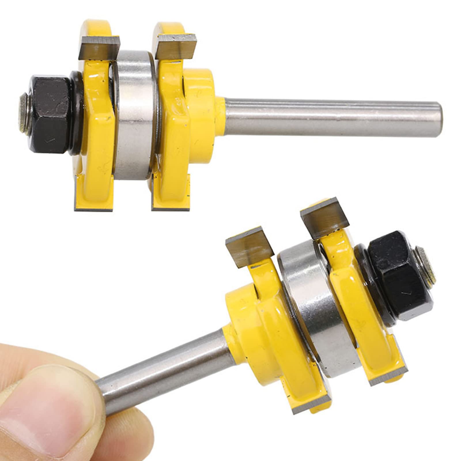 Fresa Scanalatura Set, 2Pcs Set Di Linguette E Scanalature, 3 Denti A Forma T Punte Di Falegnameria, Punte Per Fresa Legno, Strumento Di Lavorazione Del Legno,1/4" Shank 1/4" Cutting Depth