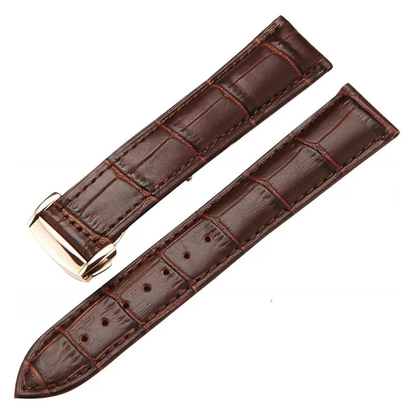 Bracelet de montre cuir véritable contre l'usure précoce avec fermoir déployant - 4