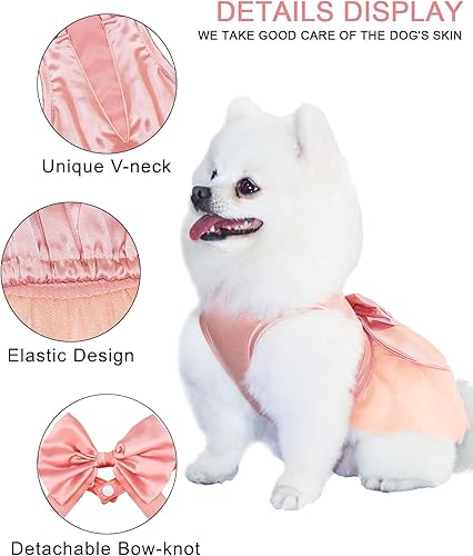 Miniatura 2 de Topkins Vestido de verano para perro, vestido de tul de seda para perro, lindos vestidos de princesa para perro con lazo, traje de fiesta de