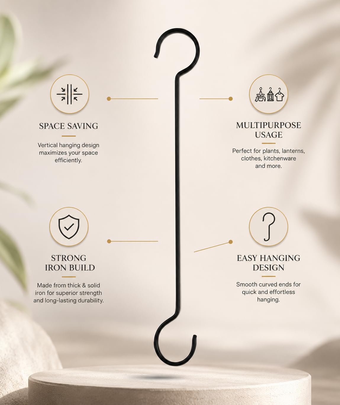 Heavy Duty S Hooks - Pack of 5 for Kitchen & Garden -2