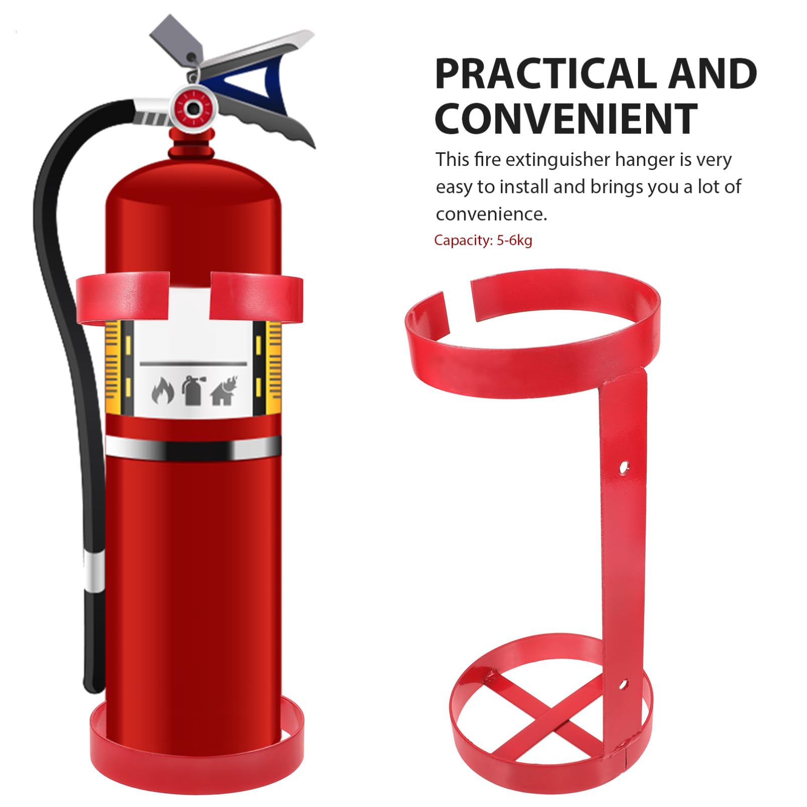 Veemoon Soporte Metálico Fácil Instalación de 5-6kg para Extintor de Incendios Montaje en Pared, Resistente de Hierro Adecuado para Coches y Barcos