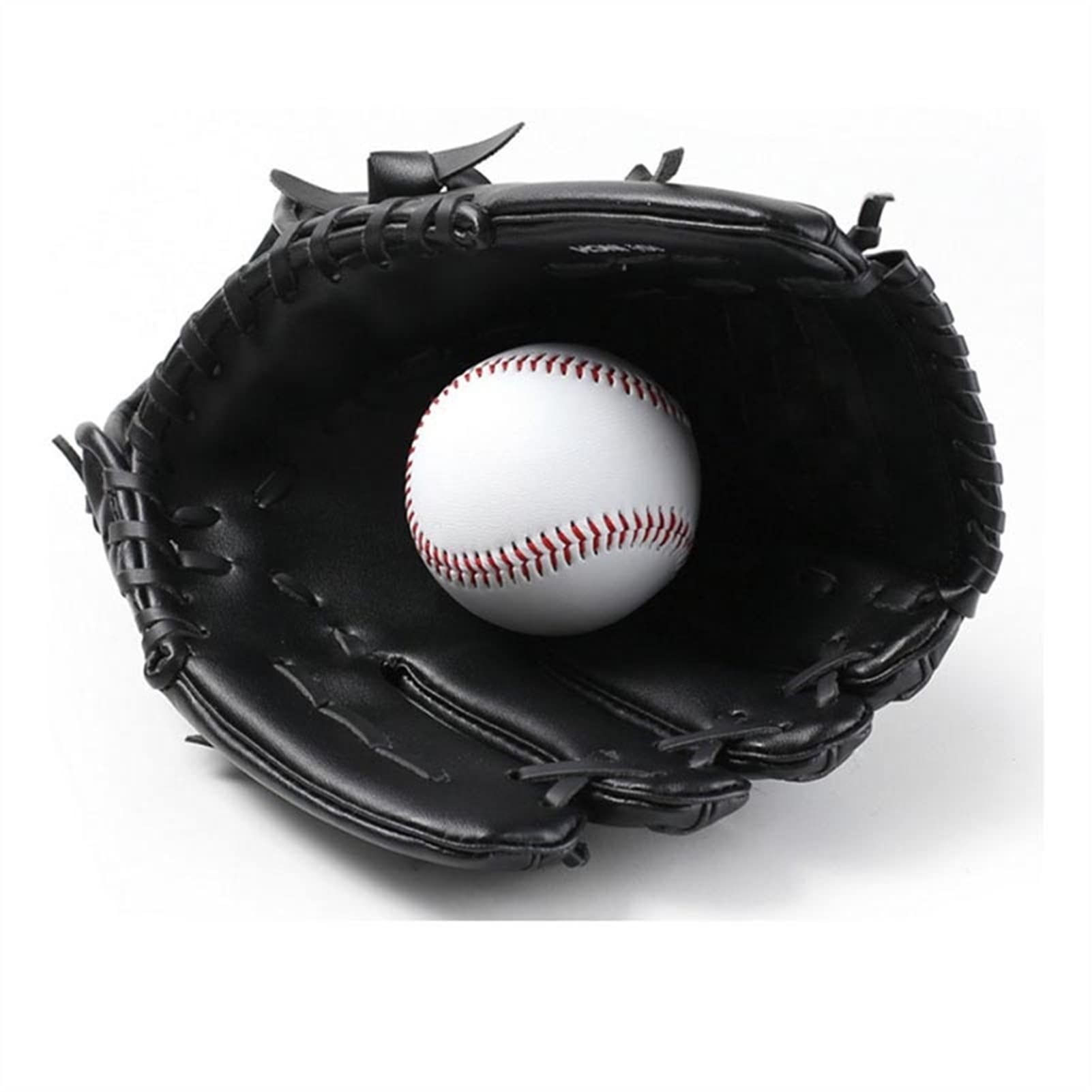 Guante de béisbol para niños/jóvenes/adultos 10.5/11.5/12.5 pulgadas Guante de béisbol de cuero de PVC Accesorios para deportes al aire libre Mano izquierda Marrón/negro/azul Protección de s