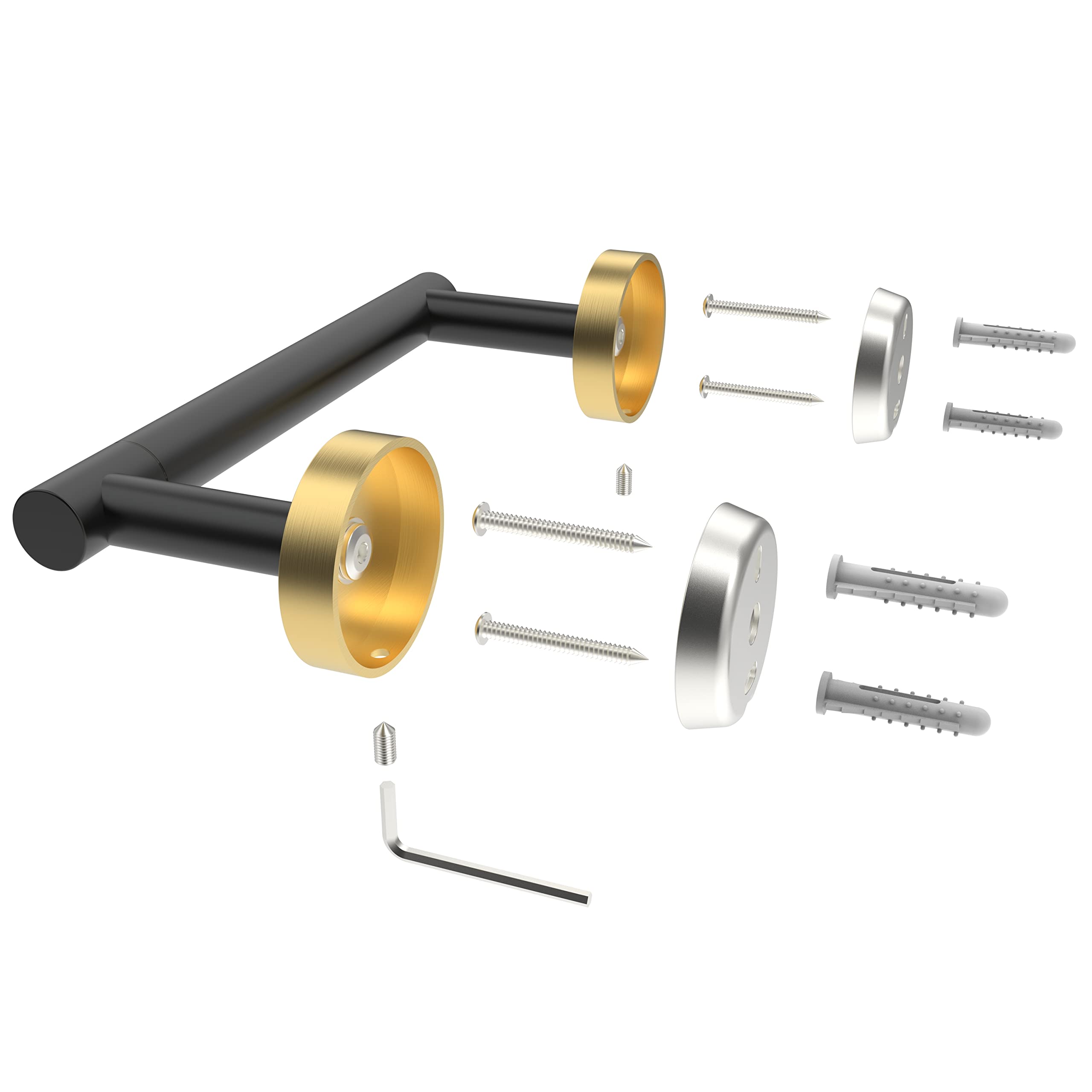 RARXTR Porte-papier Toilette Blanc SUS304 En Acier Inoxydable à Double Poteau Pivotant Pour Rouleau De Papier Toilette Mural Pour Salle De Bain Commerciale RV Finition Laiton Brossé