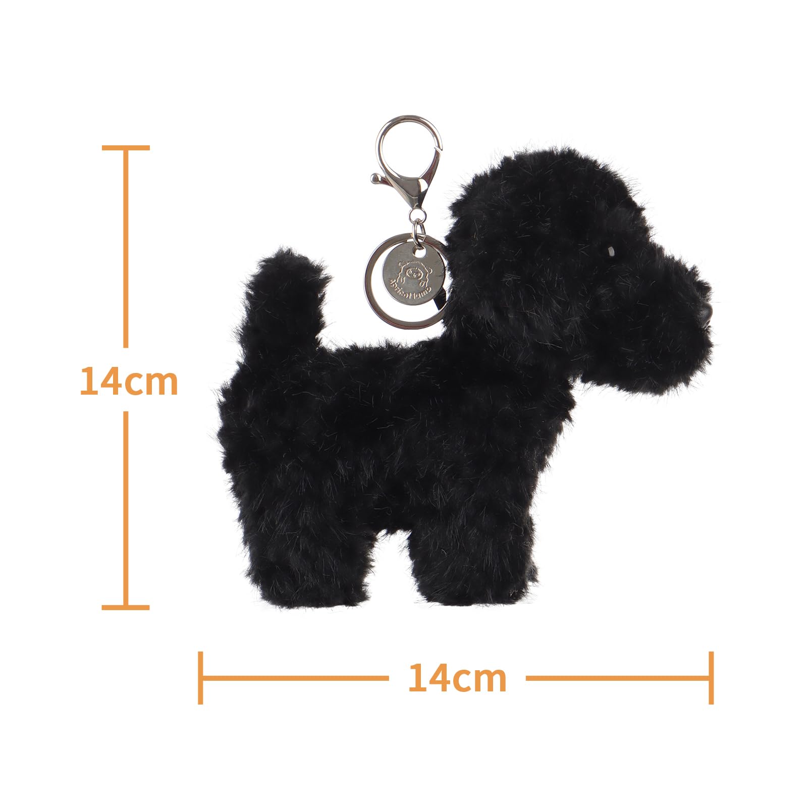 Apricot Lamb Czarny uroczy pudel pies miły brelok do kluczy, miękki wypełniony pluszowy, breloczek do kluczy, zabawka do plecaka dziecięcego, portfela, 14 cm