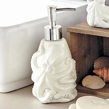 BLACK FOREST DECOR Octopus Ceramic Lotion Pump, Polyresin 3 3/10" Dia.x7 H | |