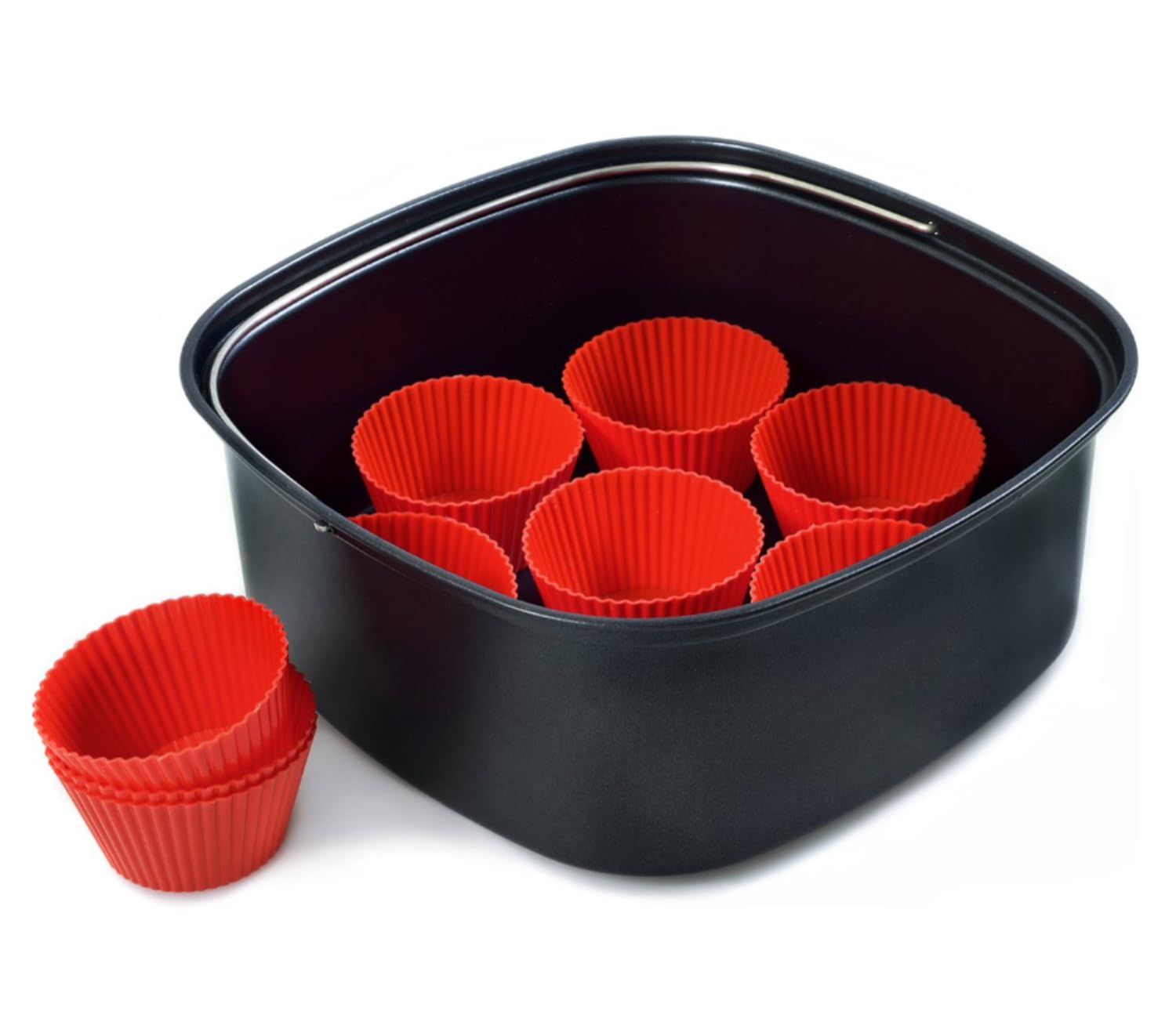 Philips Airfryer Accessory Kit - 9 Silicone Muffin Molds, Large 7.2L Cooking Basket, Compatible with Philips Airfryers XXL (HD9956/00)
