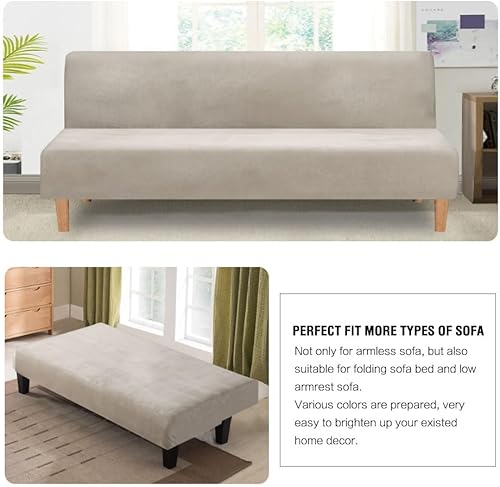 Vista 18 de H.VERSAILTEX - Funda de terciopelo real para futón sin brazos, funda protectora elástica para sofá cama, para protección de muebles, gruesa, suave