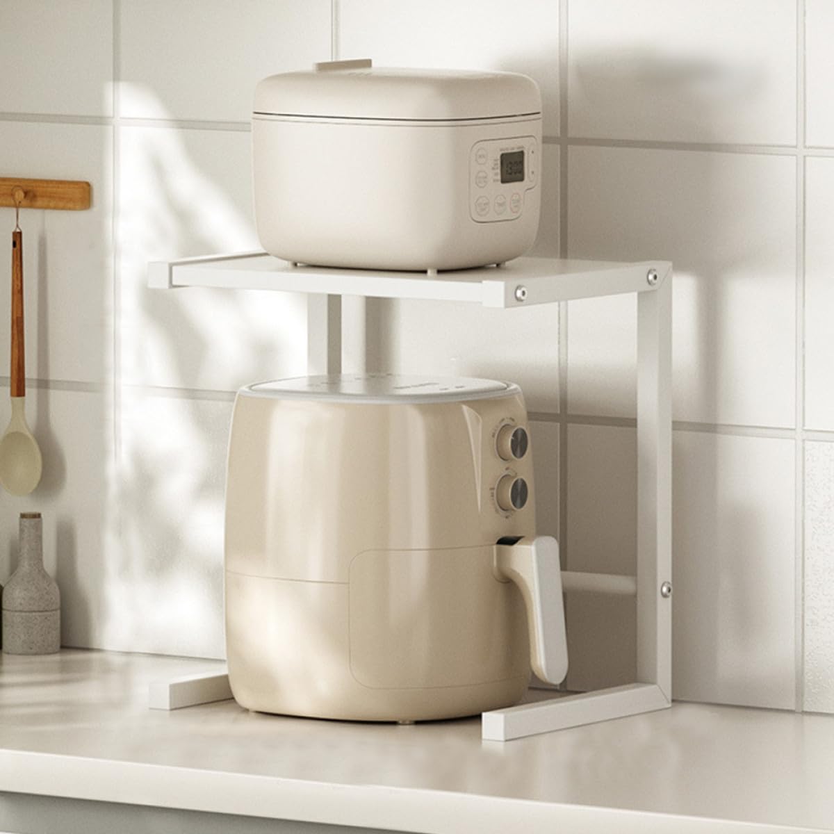 Support Métallique pour Micro-ondes en Acier au Carbone Blanc Cuisine