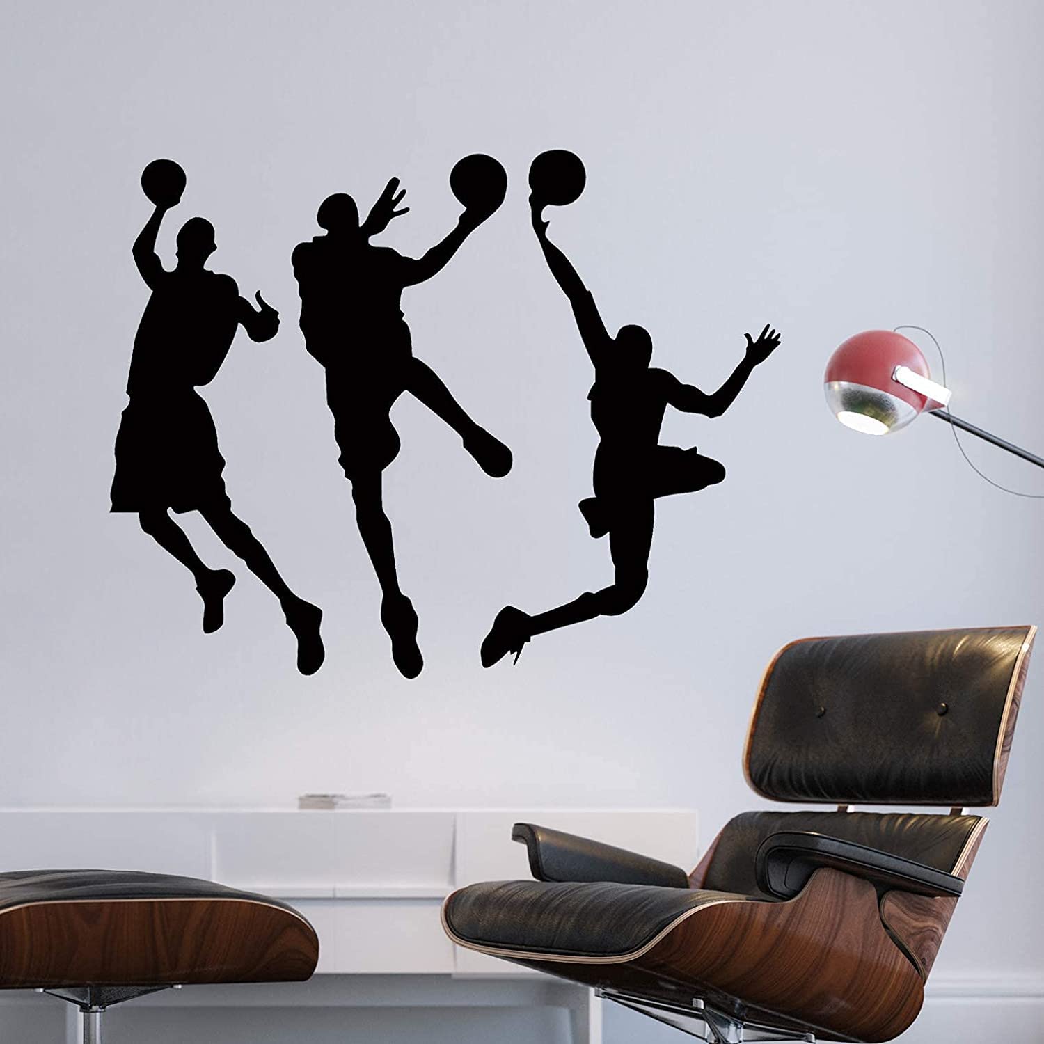 DNVEN Czarne 53 incehs x 81 cm winyl koszykówka 3 koszykarze slam Dunk sylwetka naklejki ścienne naklejki do pokoju chłopca