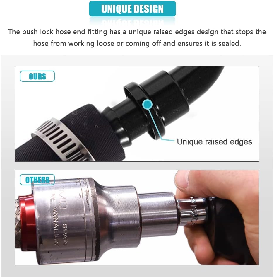 8AN 90 Degree Push Lock Hose Fitting Female Swivel Push-on Adapter/Lock Hose Barb Fuel Oil Line Fitting End 1PCS