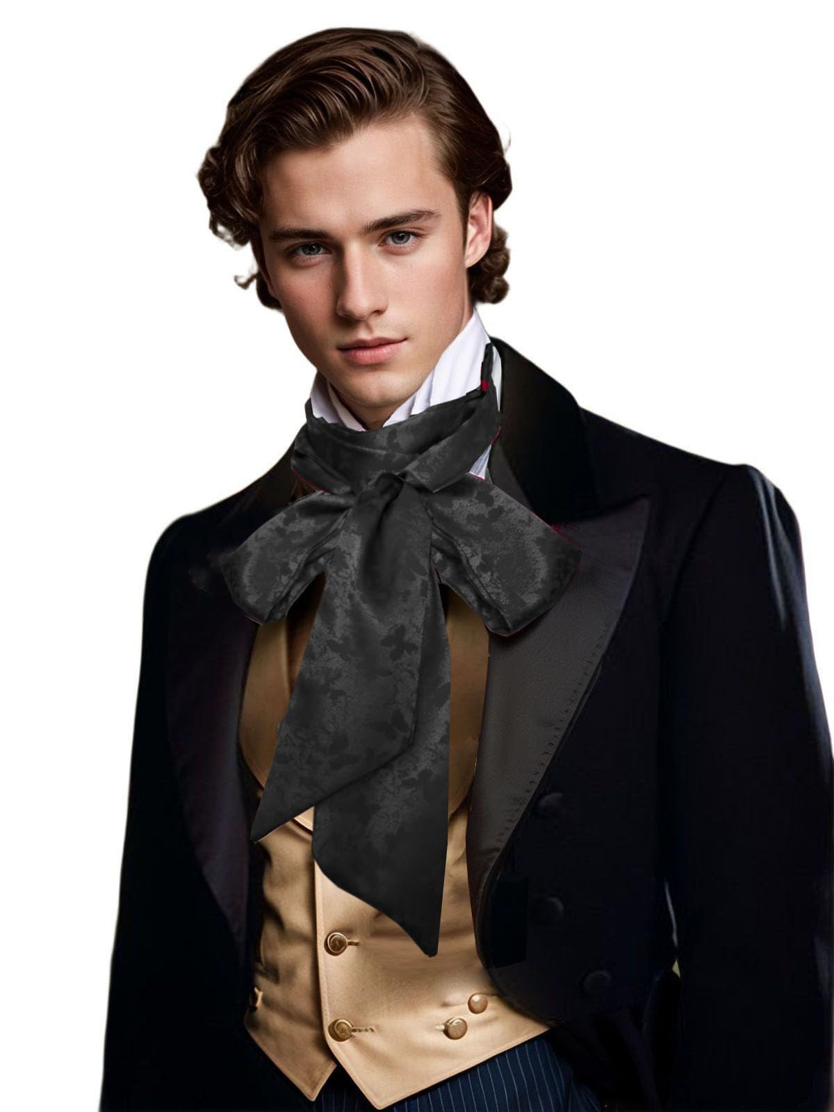 Unykaflor Renaissance Scarf Jabot Cravat,Mens Costume Collar for Victorian Edwardian Western Wedding Halloween Necktie