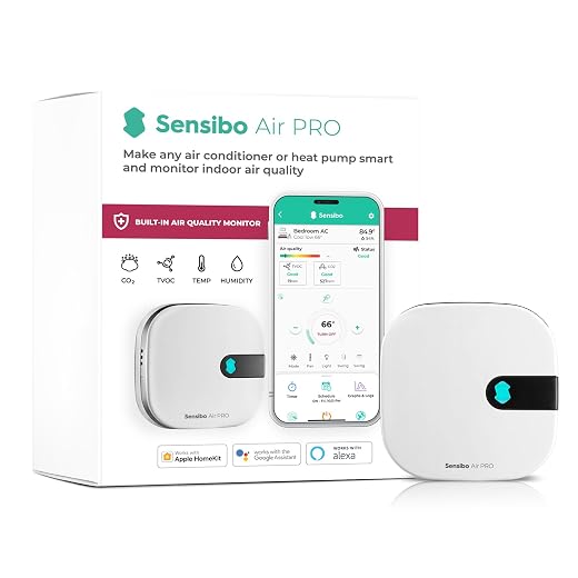 Sensibo air pro - air conditioner smart controller & air quality sensor. Smart thermostat for mini split, window, portable ac. Temp & humidity sensors. Google, alexa, siri & apple homekit compatible