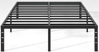 NEW JETO Queen Metal Bed Frame 14 Inch Heavy Duty No Box Spring with Underbed Storage Easy Assembly Black