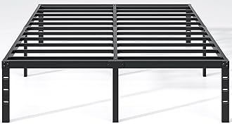 NEW JETO Metal Bed Frame,Full Size Bed Frame with Storage Space,Heavy Duty Sturdy Mattress Foundation,Easy Assembly,No Box Spring Needed, Black,12 Inch,Full