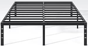 Metal Bed Frame, Queen Size with Storage, Heavy Duty, Easy Assembly, No Box Spring Needed, Black, 14 Inch
