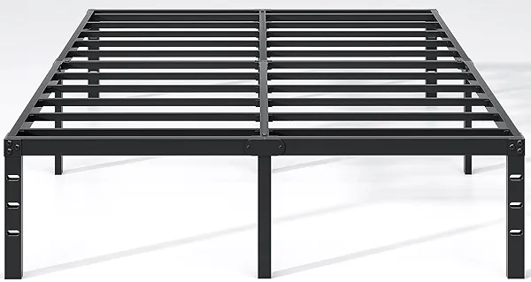 NEW JETO Metal Bed Frame,Queen Size Bed Frame with Storage Space,Heavy Duty Sturdy Mattress Foundation,Easy Assembly,No Box Spring Needed, Black,14 Inch,Queen