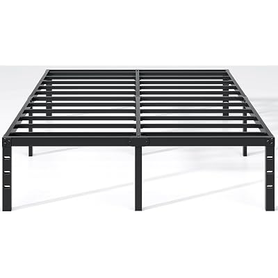 NEW JETO Metal Bed Frame,Queen Size Bed Frame with Storage Space,Heavy Duty Sturdy Mattress Foundation,Easy Assembly,No Box Spring Needed, Black,14 Inch,Queen