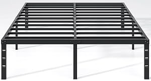 Metal Bed Frame Queen Size Bed Frame with Storage Space Heavy Duty Sturdy Mattress Foundation Easy Assembly No