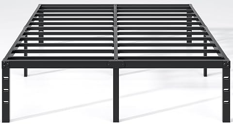 NEW JETO Metal Bed Frame Queen Size Bed Frame with Storage Space Heavy Duty Sturdy Mattress Foundation Easy