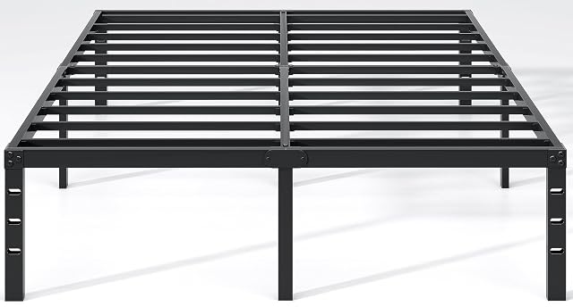 NEW JETO Metal Bed Frame Queen Size Bed Frame with Storage Space Heavy Duty Sturdy Mattress Foundation Easy