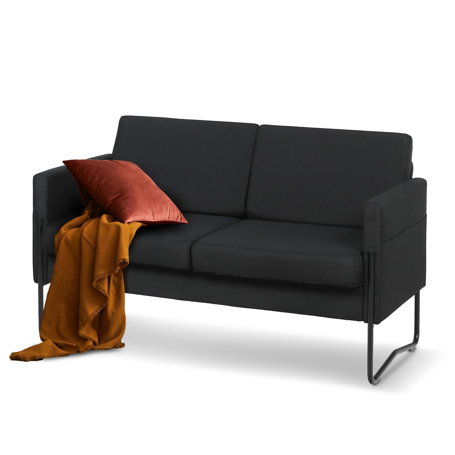 51” Mini Couch for Bedroom, Small Office Sofa Couch for Small Space with 2 USB Ports