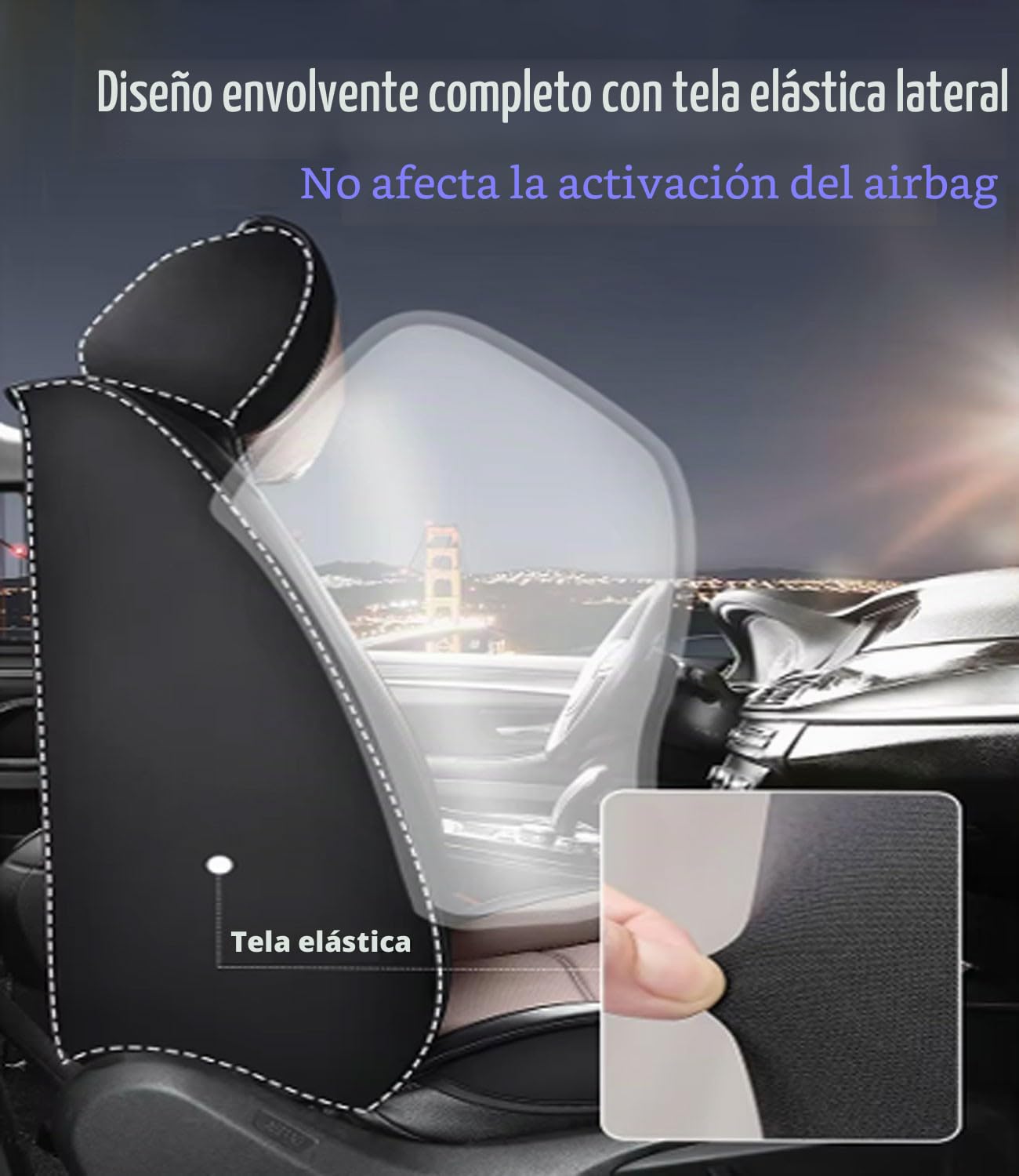 Funda Asiento Coche para Peugeot 5008 Juego Completo de Fundas Cuero Protectores Asiento Coche Delanteros y Traseros