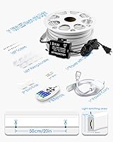 Vista 6 de Cuerda de luces LED de neón para exteriores, impermeable, 150 pies, CA, 110 V ~ 130 V, luz de neón blanca fría, luz de cuerda flexible