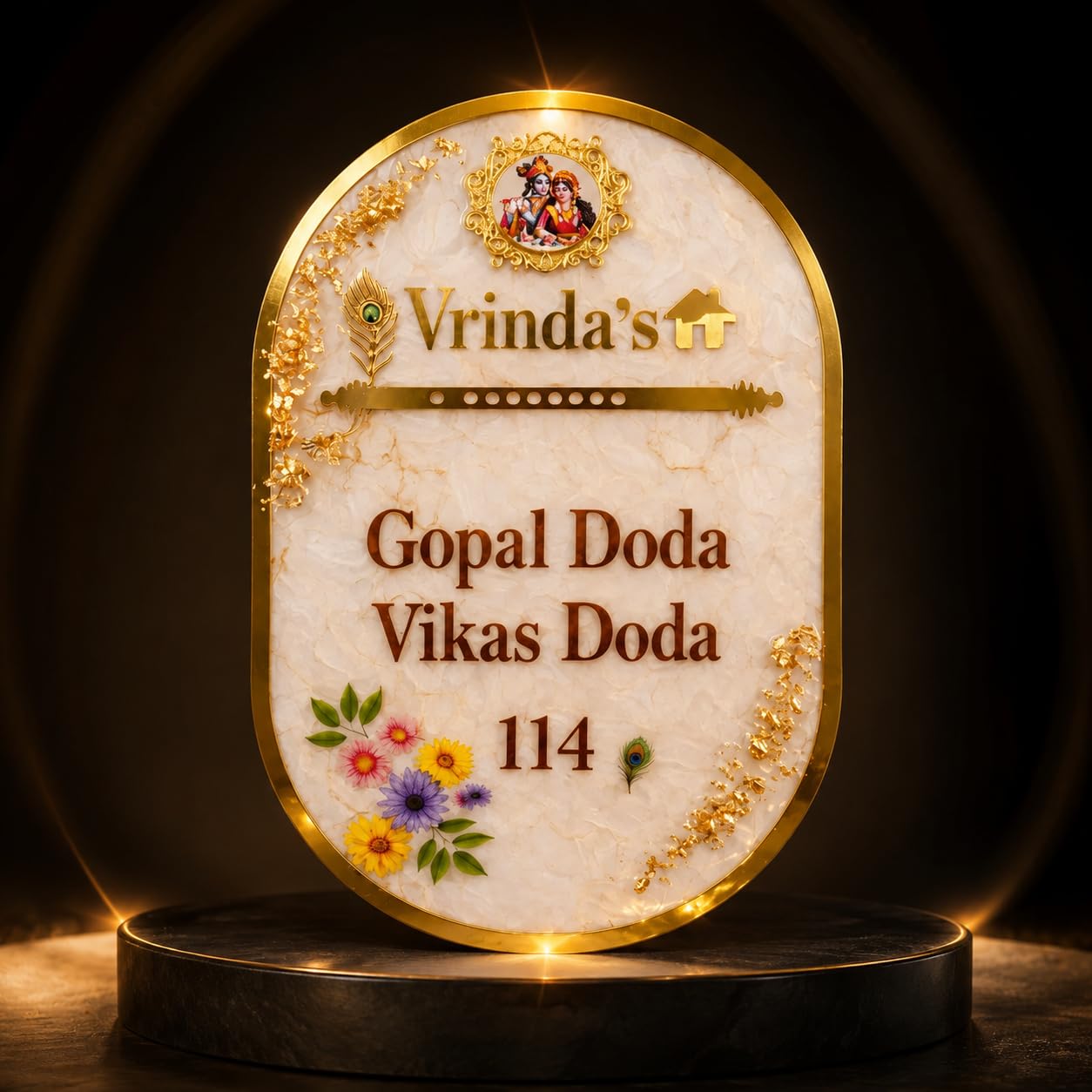 Customized Name Plate | Premium Resin Spiritual House Name Board with Gold Detailing for Home Entrance-image-18