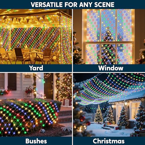 JOYIN 360 LED Christmas Net Lights, 16.4X 6.5FT Christmas Mesh Lights with 8 Modes, Connectable, Waterproof for Bushes Trees Yard Indoor Outdoor Xmas Decorations (Multicolor) by JOYIN - Image 7
