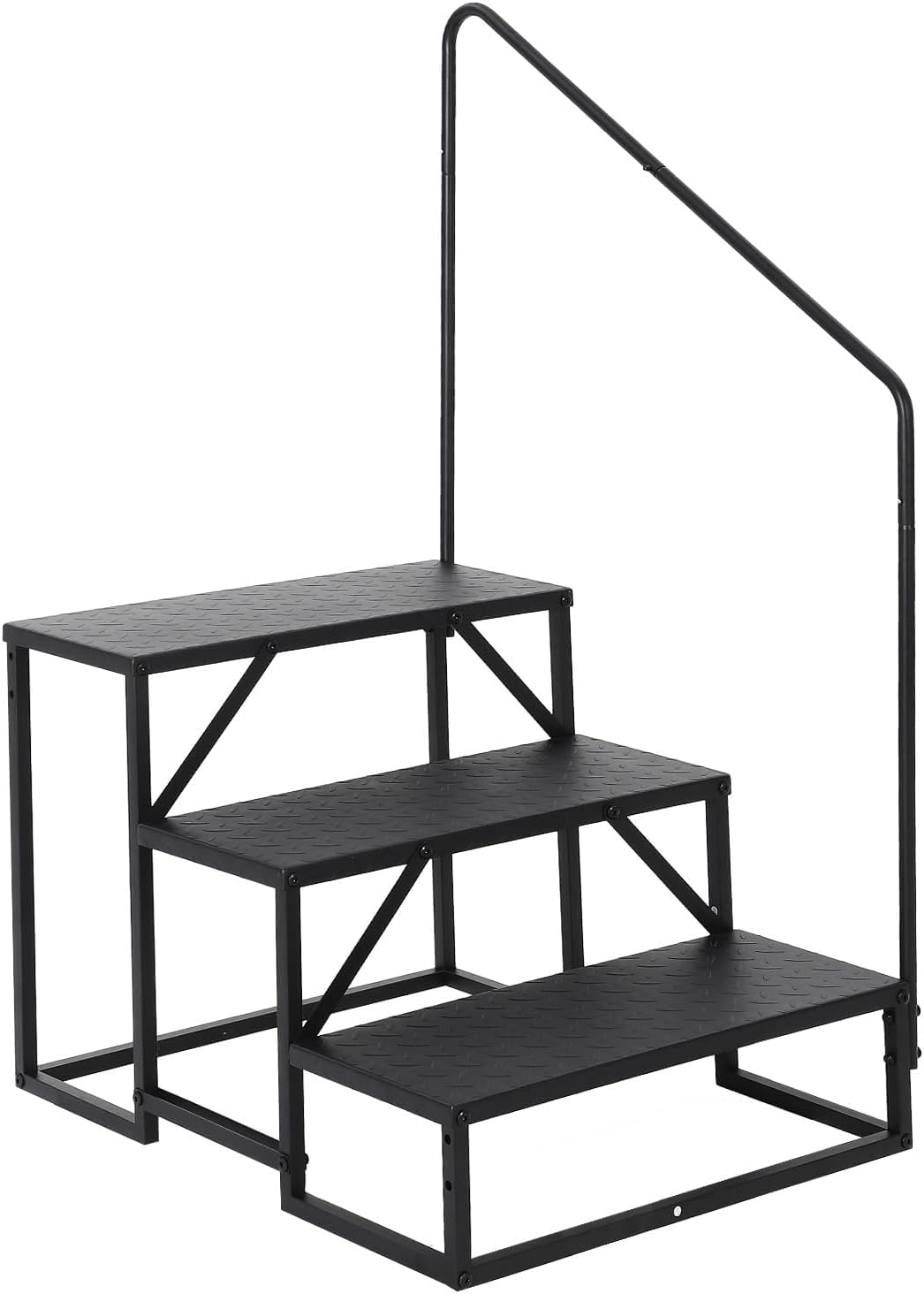 RV Step Ladder, 3 Step Ladder with Handrail, Heavy Duty 660lbs, Portable Pool Ladder, Portable Outdoor Stairs for Camper, Travel Trailer, Porch, Mobile Home & Pet