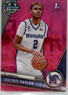 2023-24 Bowman Chrome University PINK REFRACTOR #53 Javonte Taylor Memphis 1st Bowman Chrome Official NCAA Basketball Card in Raw (NM or Better) Condition
