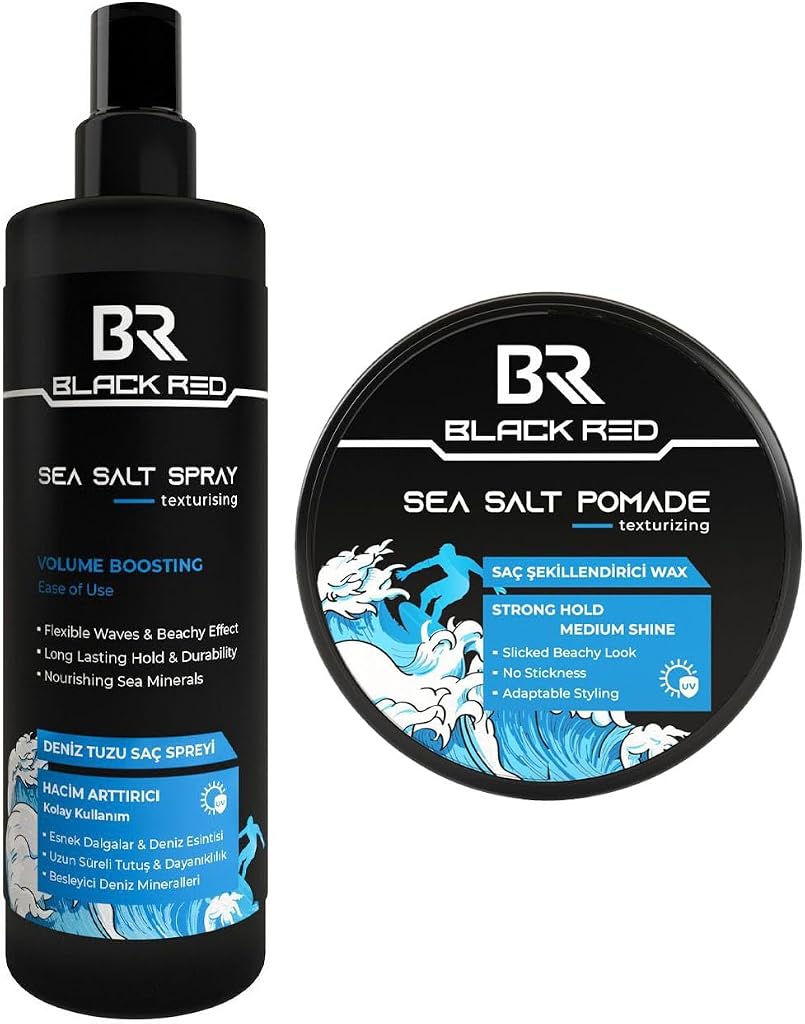 Black Red Sea Salt Spray & Sea Salt Pomade 2'li Set