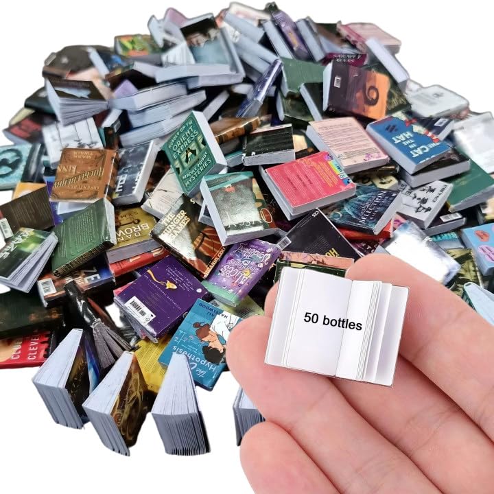 50 Stück Miniatur Bücher Seitenumblättern,Realistische Verarbeitung,Miniatur Puppenhaus Zubehör,Verschieden Mini Brands Books,Geeignet für Miniatur-Bücherregale, Wohnzimmer,Schlafzimmer,Arbeitszimmer