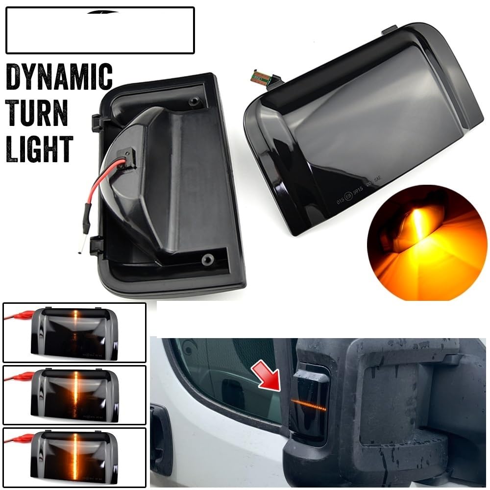 indicatori Specchio Laterale 2 Pezzi per Citroen per Jumper per Fiat per Ducato per Peugeot per Boxer Conchiglia Affumicata Indicatori di Direzione per Auto Impermeabile