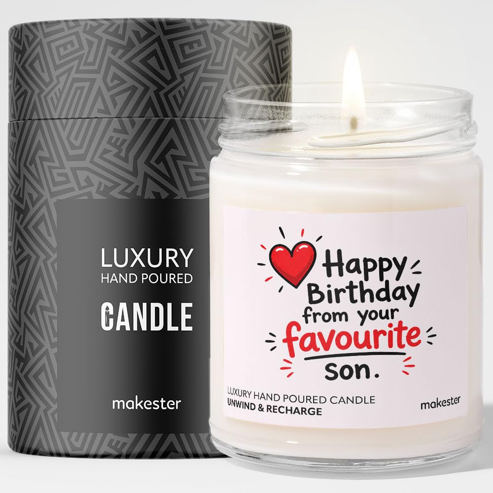 Birthday Gift for Mom from Son - Luxury Soy Wax Candle - Vanilla, Jasmine, Sugared Almond - Makester — image 1