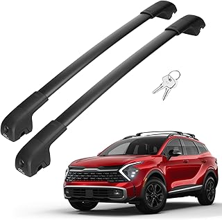 JOYTUTUS Barras transversales de techo con cerradura de 220 libras, compatibles con Kia Sportage 2023-2025 X-Line AWD/X-Pro/X-Pro Prestige con rieles elevados, portaequipajes de aluminio para