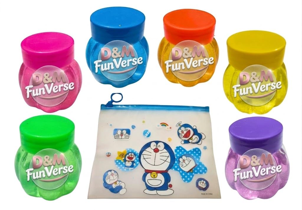 The StudBuddy DIY Water Glossy Slime Kit for Kids (6 Jars) | Smooth Non-Sticky Colorful Slime Set with Reusable Cartoon Zip Pouch | Sensory Stretchy Slime Toy for Boys & Girls (Design/Color May Vary)-image-38