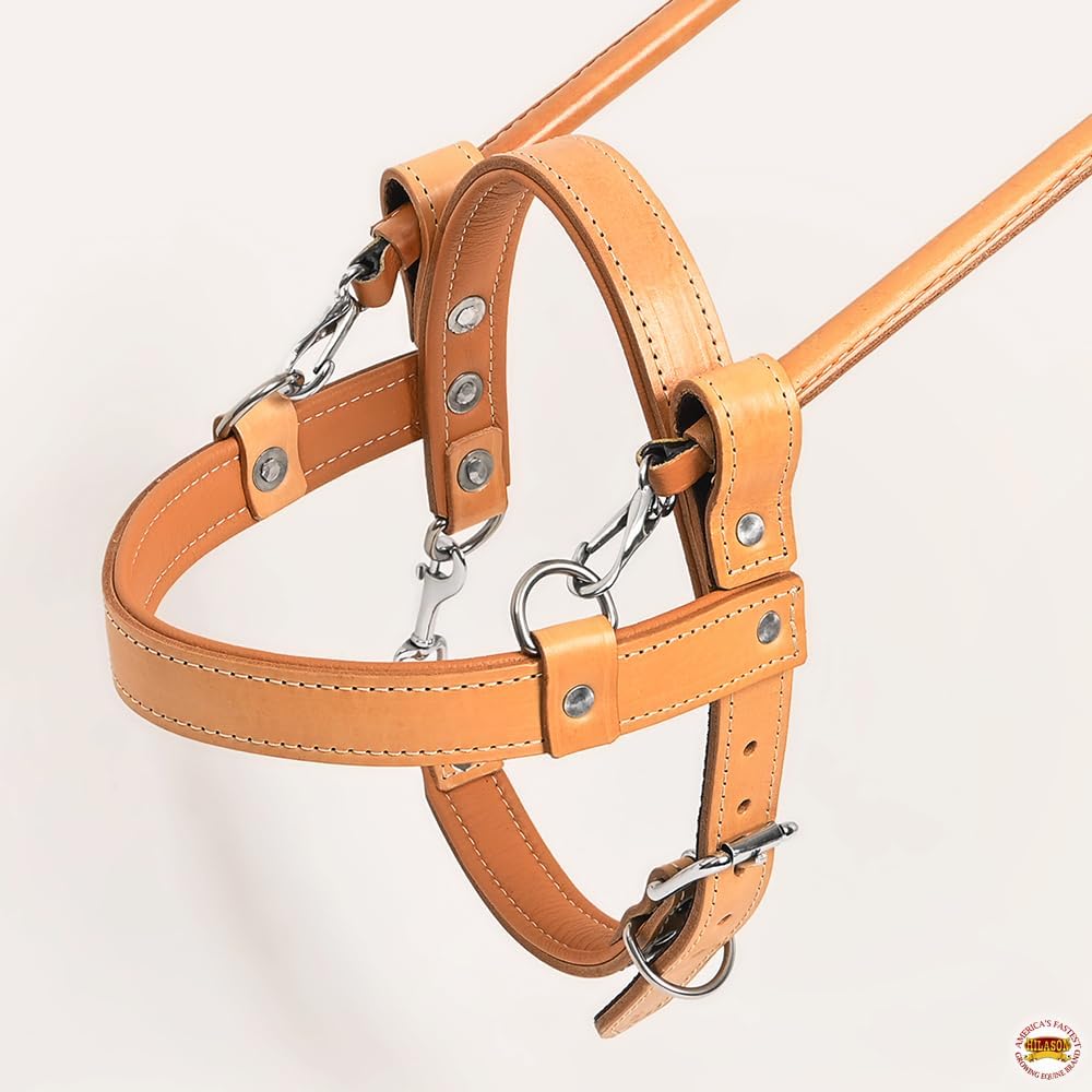 HILASON Guide Dog Harness Brown Padded Genuine Leather with Handle Tan | Adjustable Straps for Training Breathable Therapy