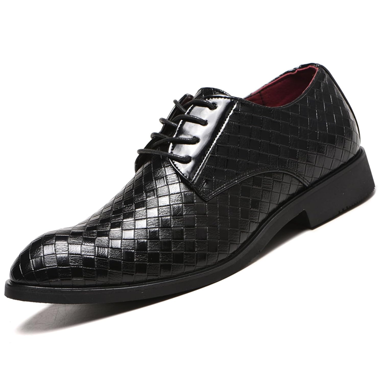 Classic Dress Shoes for Men Fashion Crocodile Printed Lace-Up Pointed-Toe Oxfords Shoes Business Formal Wedding Shoes