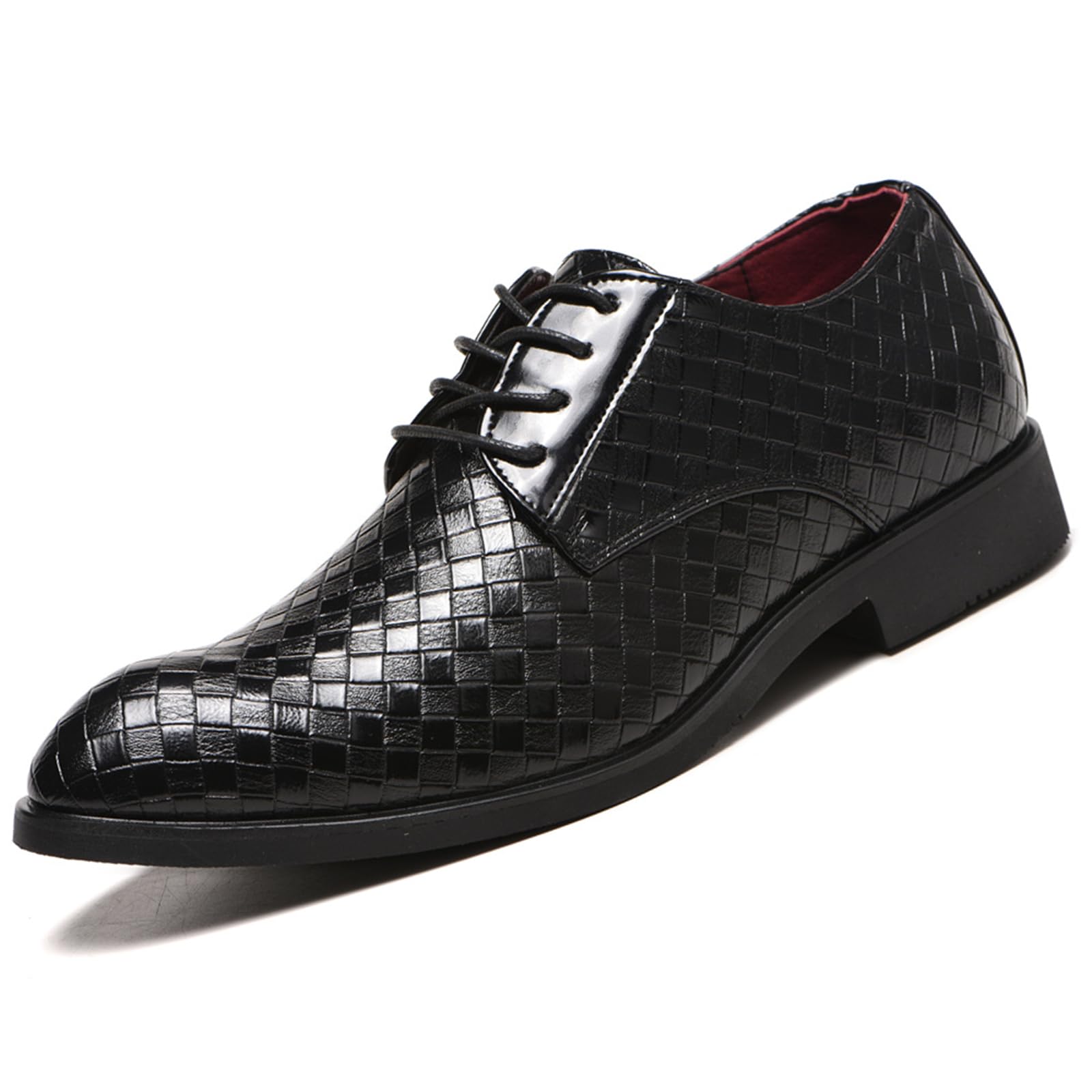 Classic Dress Shoes for Men Fashion Crocodile Printed Lace-Up Pointed-Toe Oxfords Shoes Business Formal Wedding Shoes