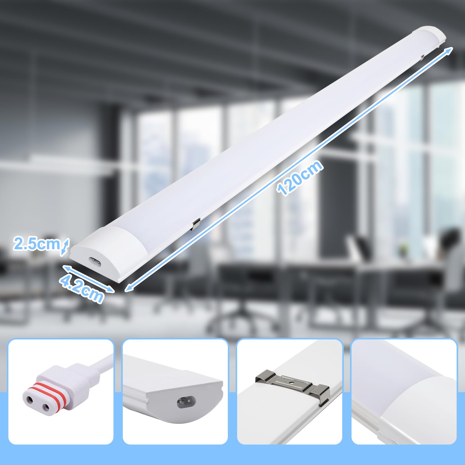 Sonnewelt 8X Neon LED 120 CM 36W Reglette LED Garage 4000K Blanc Neutre Eclairage LED Plafond,IP65 Imperméable Néon Led Plafonnier Connectable pour Garage Ateliers Bureau Parking Salle de bain