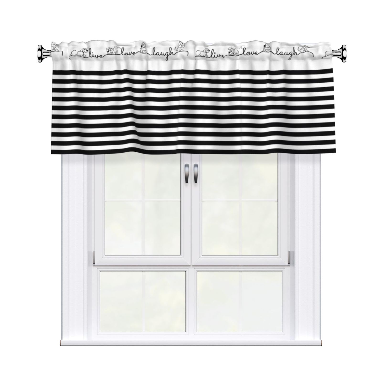 YYHHAOFA Cute Animal Farm Dog Prints Durable Kitchen Window Layer – 54x18 Inch 100% Polyester Valance with Precision Construction
