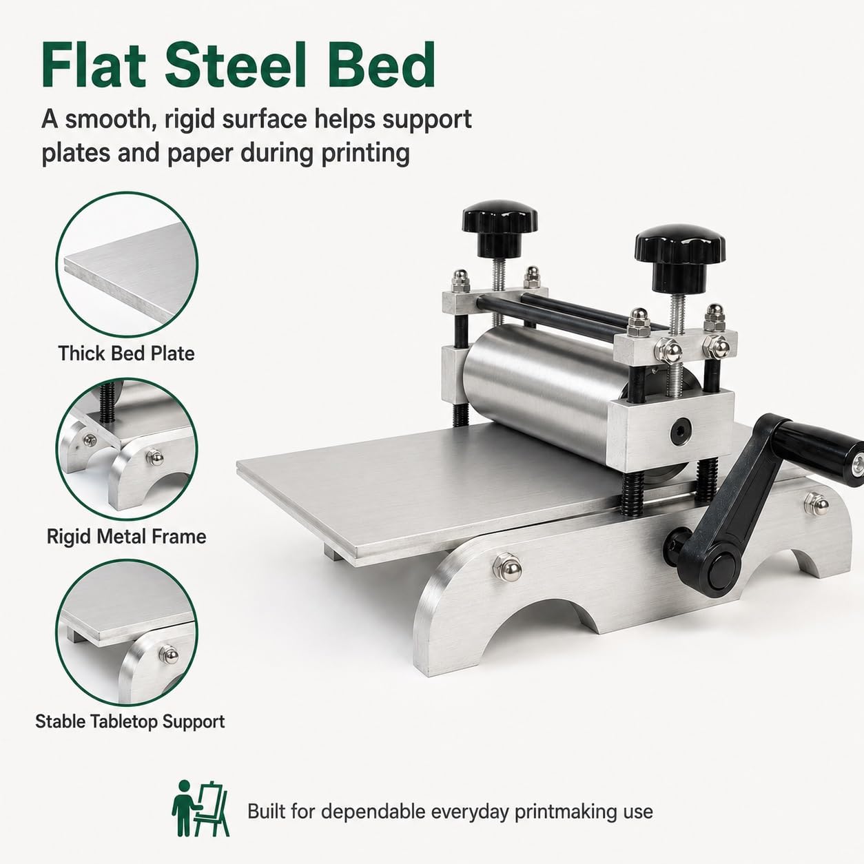 Prensa de Grabado Al Aguafuerte de Sobremesa con Compatible | Planchas Alargadas Y Superficie De Trabajo Fácil De Desmontar Y Limpiar, Para Talleres De Diseño DIY